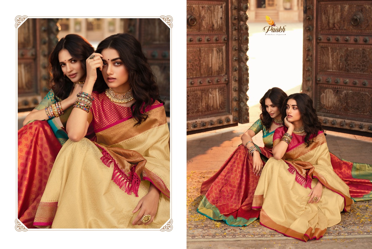 pink lotus pankh Parampara Vol 2 Kajiveram silk elegant look saree catalog