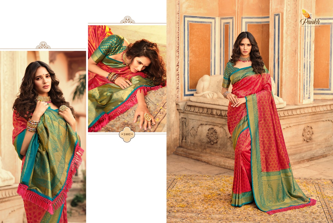 pink lotus pankh Parampara Vol 2 Kajiveram silk elegant look saree catalog