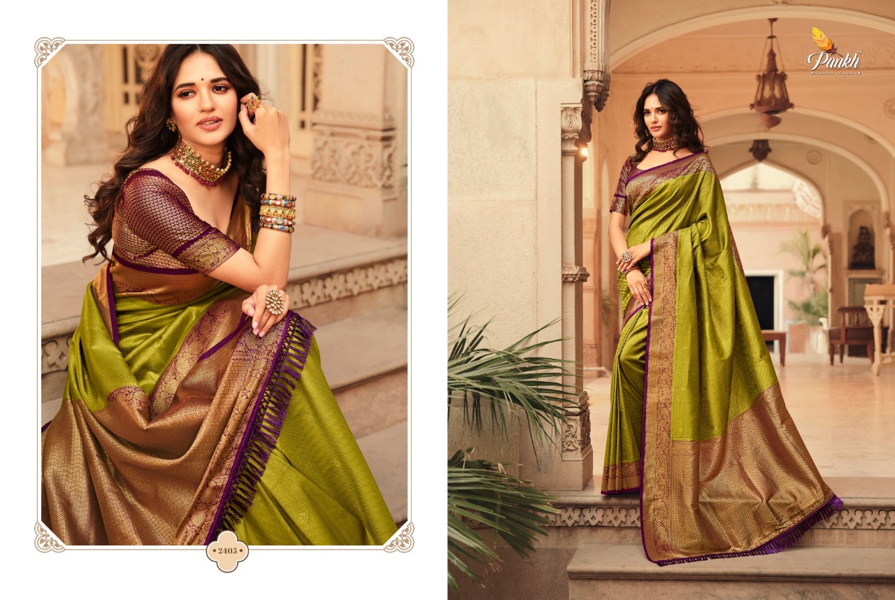 pink lotus pankh Parampara Vol 2 Kajiveram silk elegant look saree catalog