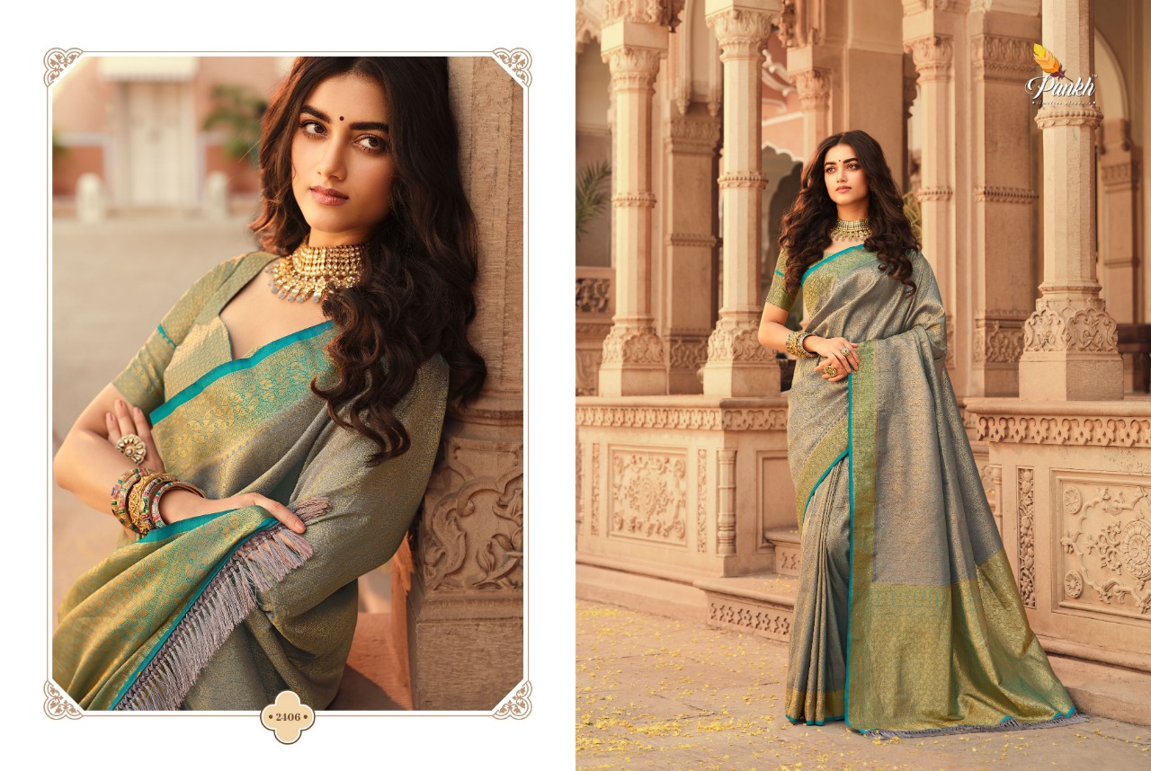 pink lotus pankh Parampara Vol 2 Kajiveram silk elegant look saree catalog