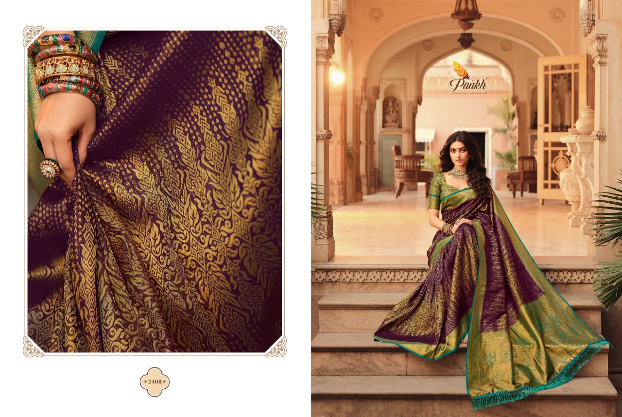 pink lotus pankh Parampara Vol 2 Kajiveram silk elegant look saree catalog