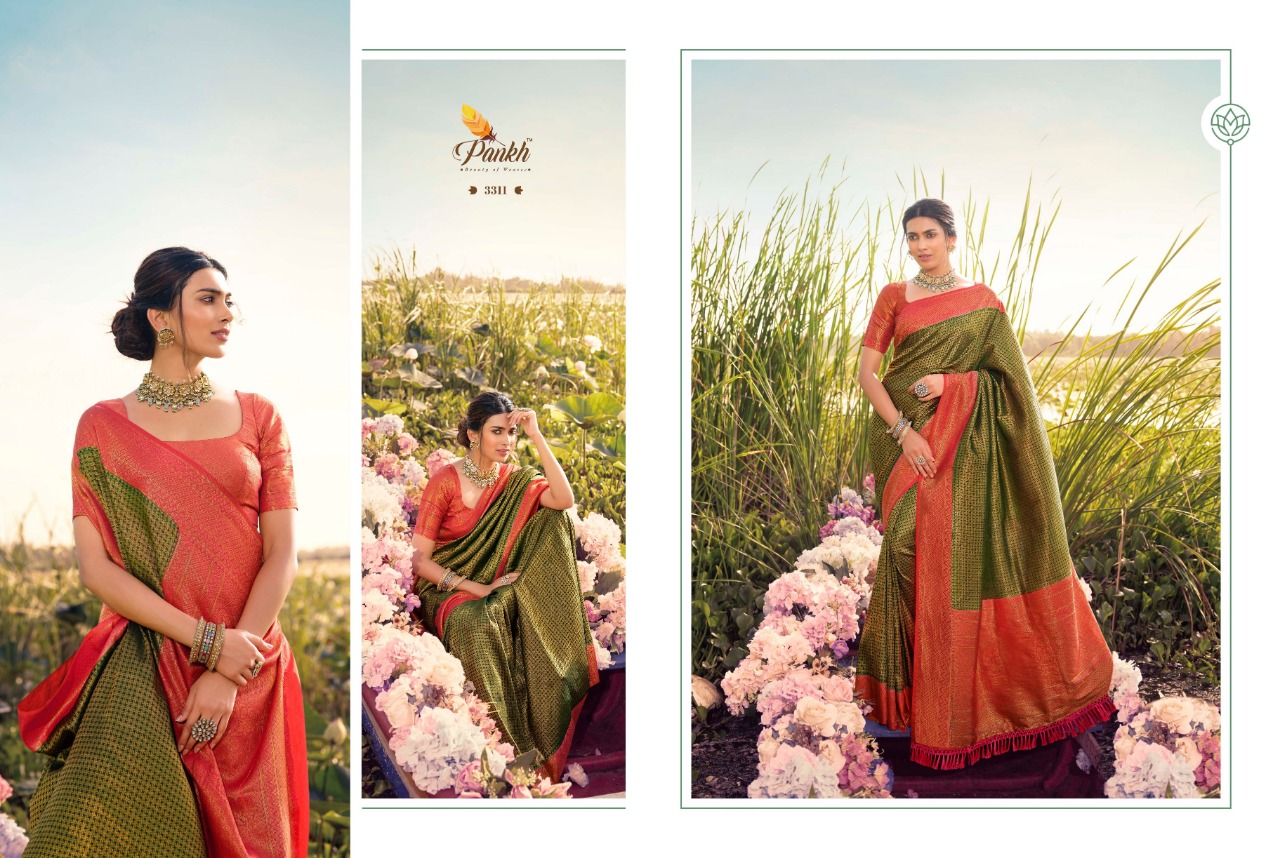 pink lotus pankh Parampara Vol 3 Kanjiveram Silk elegant look saree catalog