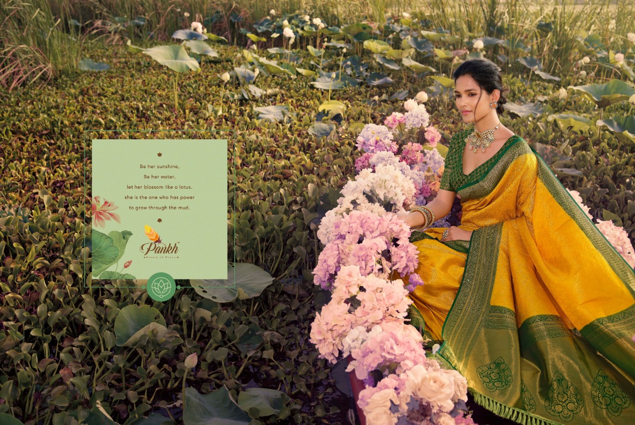 pink lotus pankh Parampara Vol 3 Kanjiveram Silk elegant look saree catalog