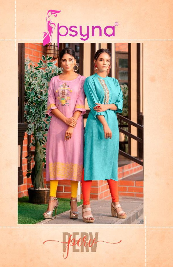 psyna perv rayon attrective look and colours kurti catalog