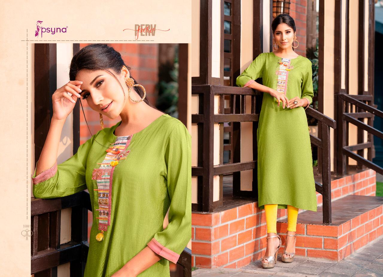 psyna perv rayon attrective look and colours kurti catalog