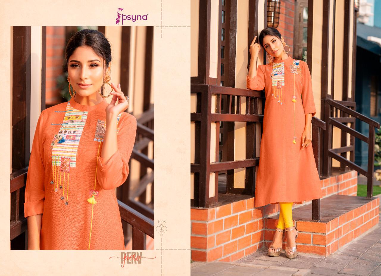 psyna perv rayon attrective look and colours kurti catalog