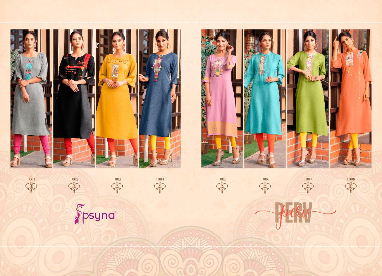 psyna perv rayon attrective look and colours kurti catalog