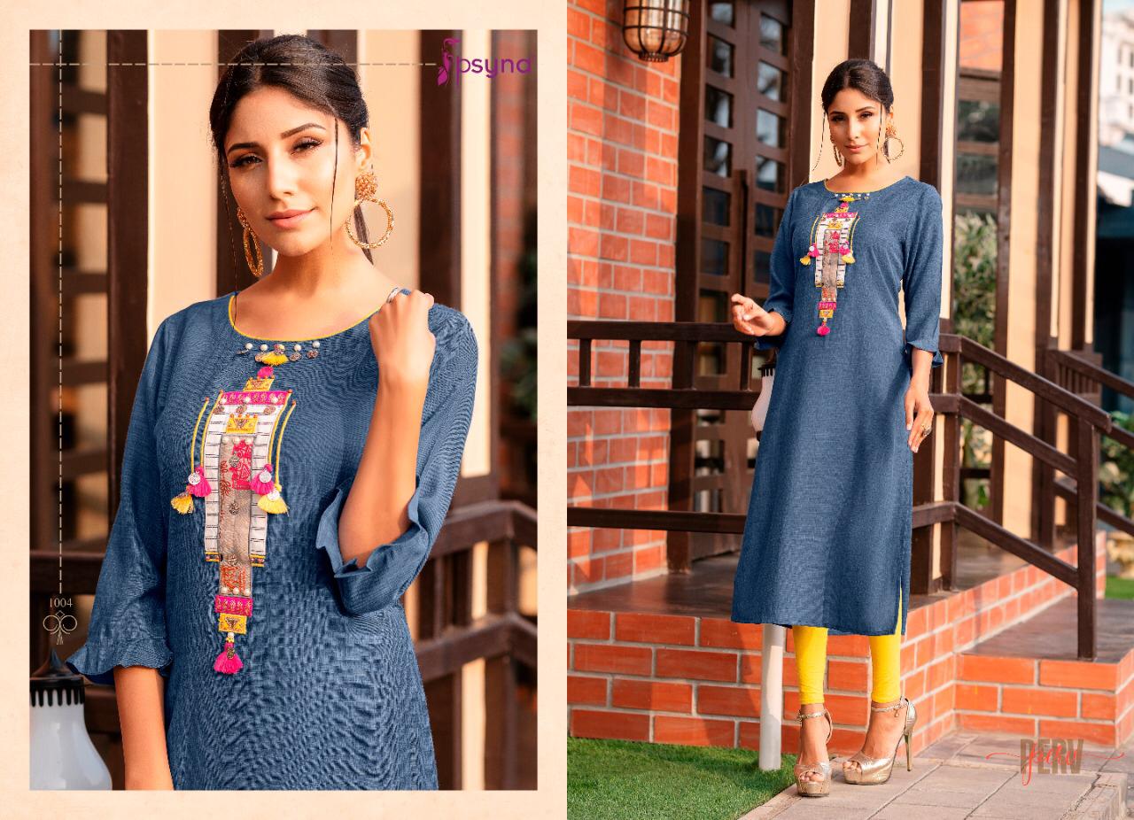 psyna perv rayon attrective look and colours kurti catalog