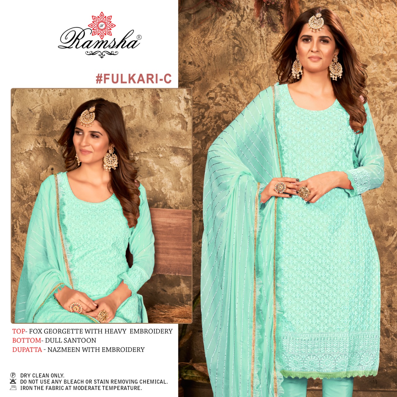 ramsha fulkari nx georgette regal look salwar suit catalog