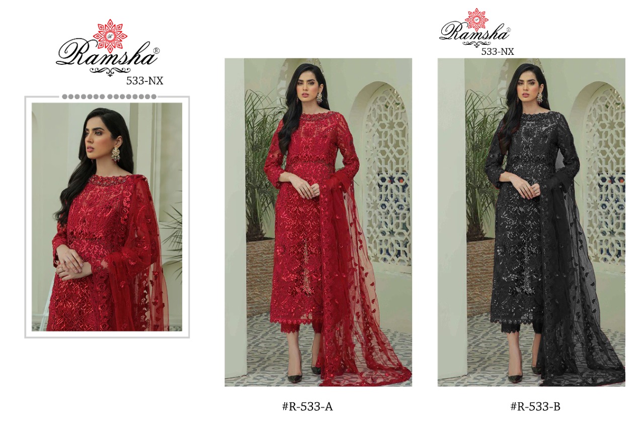 ramsha ramsha r 533 net embroidery astonishing look salwar suit catalog