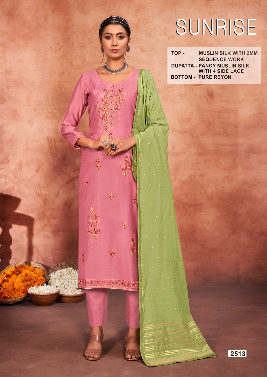 rang sunrise muslin silk graceful print salwar suit catalog