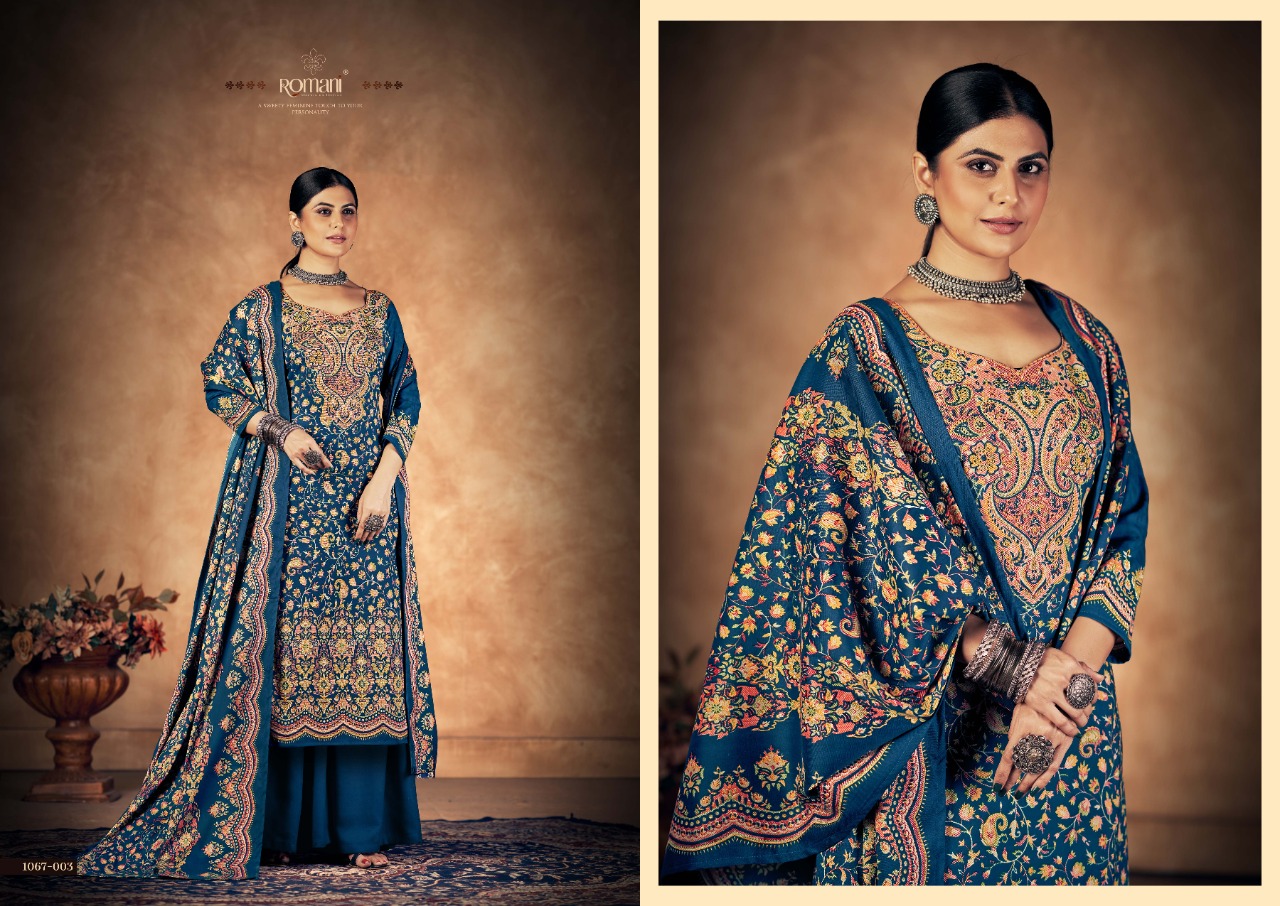 romani kashmiri kali pashmina exclusive print salwar suit catalog