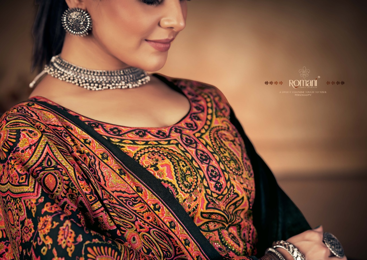 romani kashmiri kali pashmina exclusive print salwar suit catalog