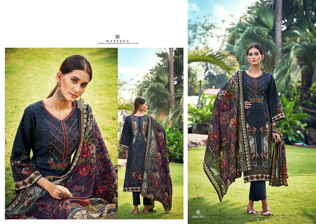 romani mareena cotton graceful print salwar suit catalog