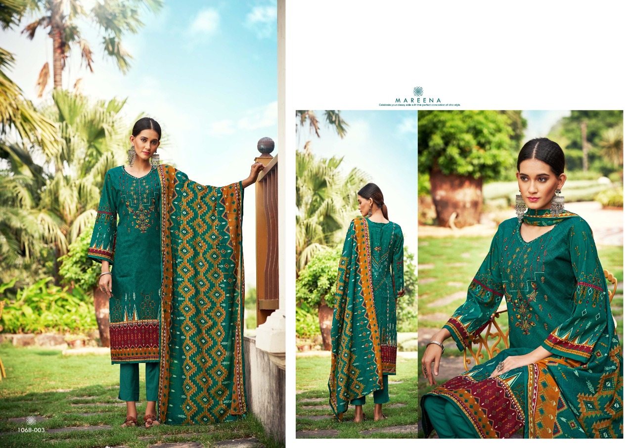 romani mareena cotton graceful print salwar suit catalog