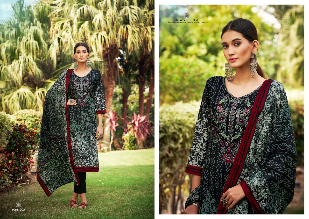 romani mareena cotton graceful print salwar suit catalog