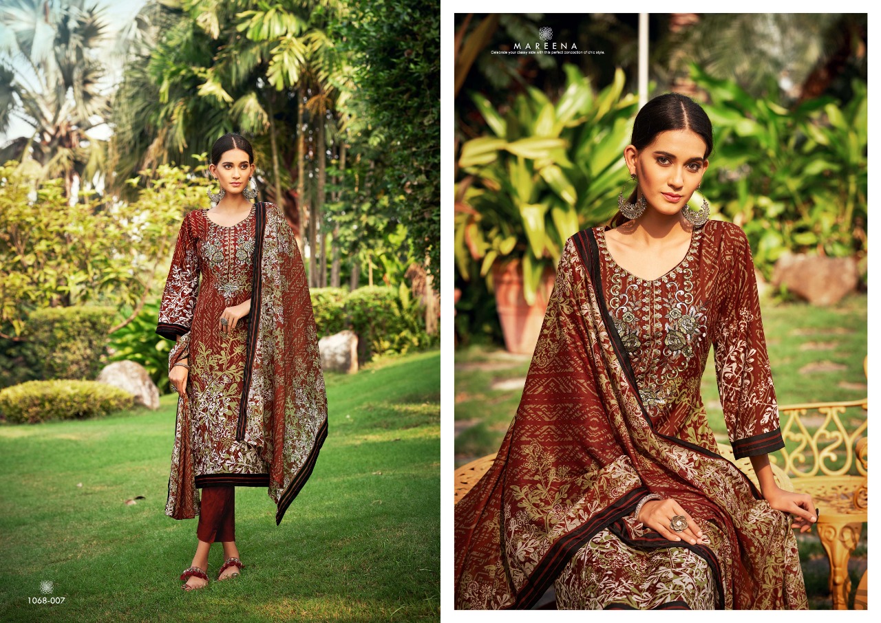 romani mareena cotton graceful print salwar suit catalog