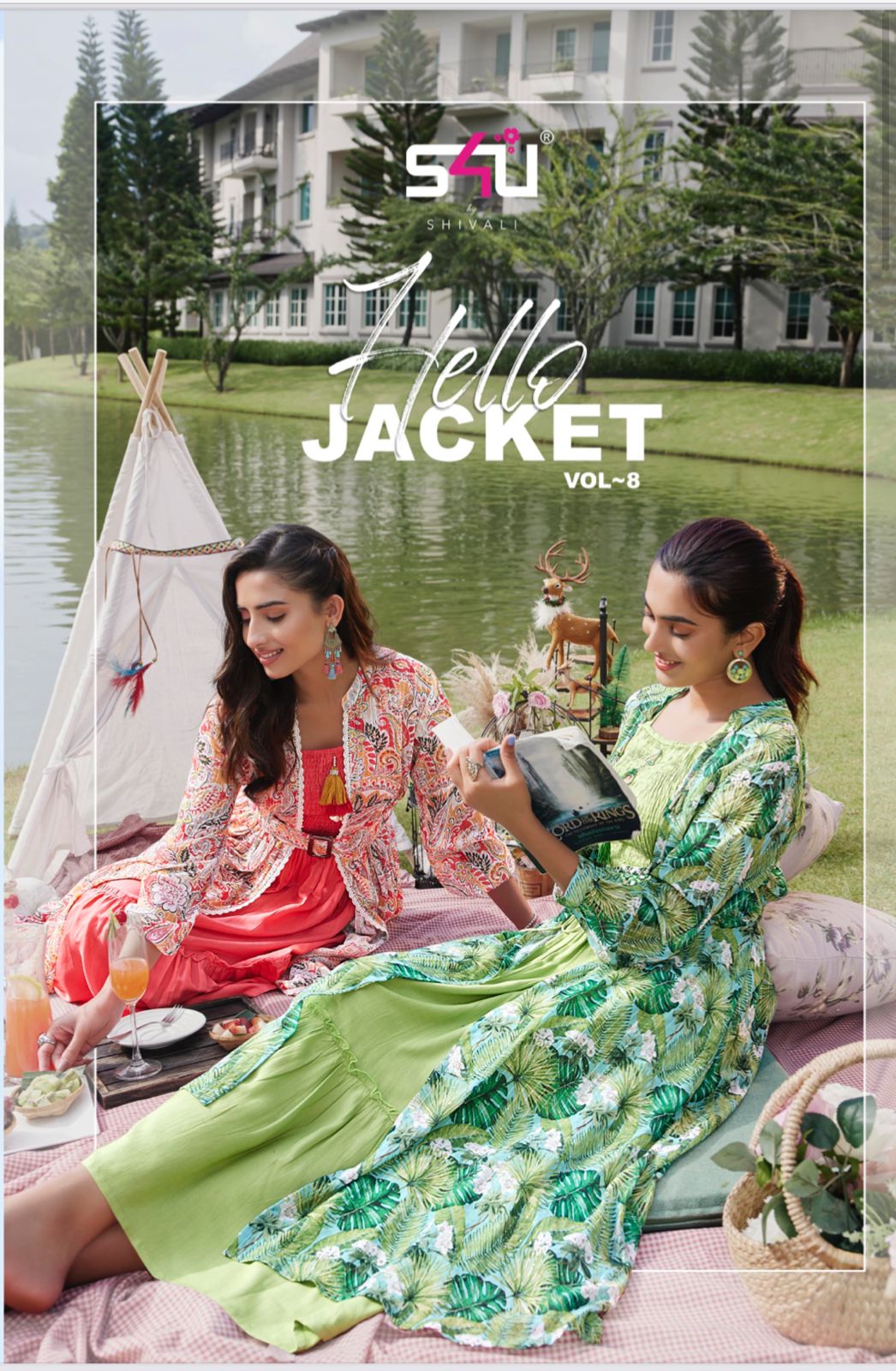 S4u Hello Jacket vol 08 Georgette astonnishing look Kurti with sheer printed jackets catalog