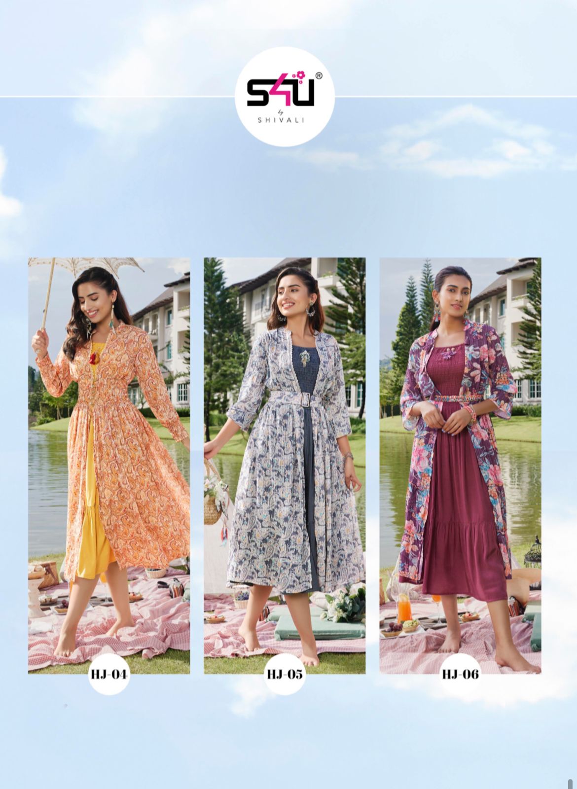 S4u Hello Jacket vol 08 Georgette astonnishing look Kurti with sheer printed jackets catalog