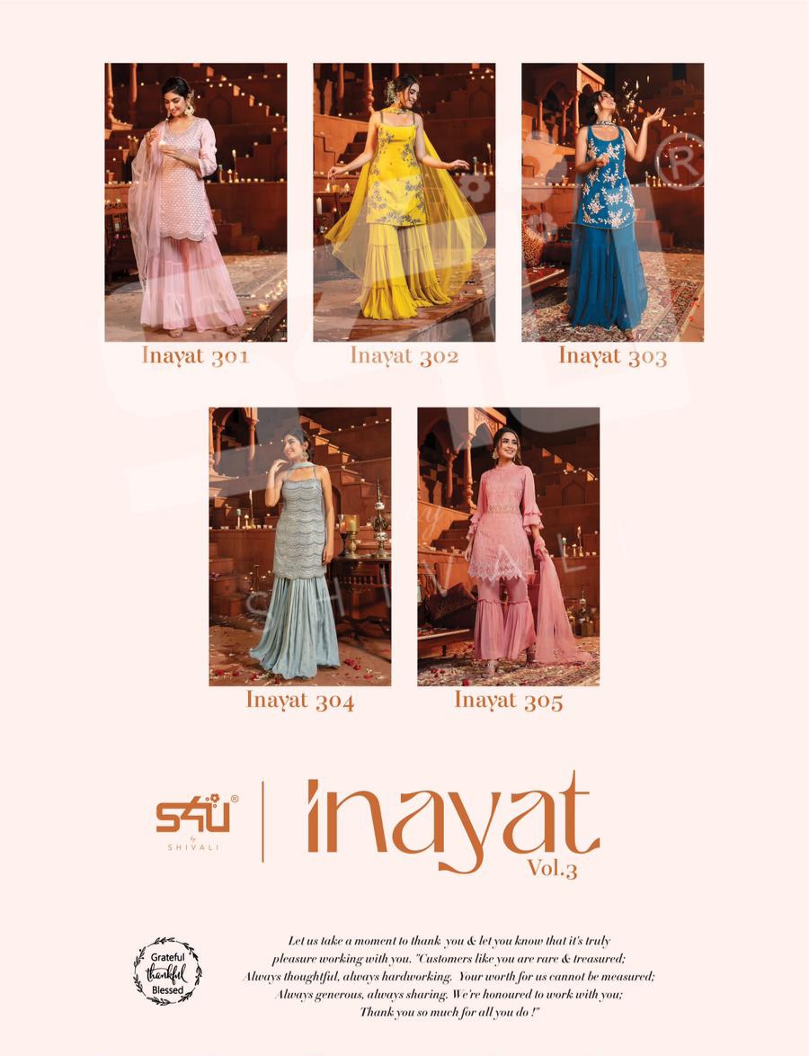 s4u inayat georgette graceful look top with  sharara and dupatta catalog