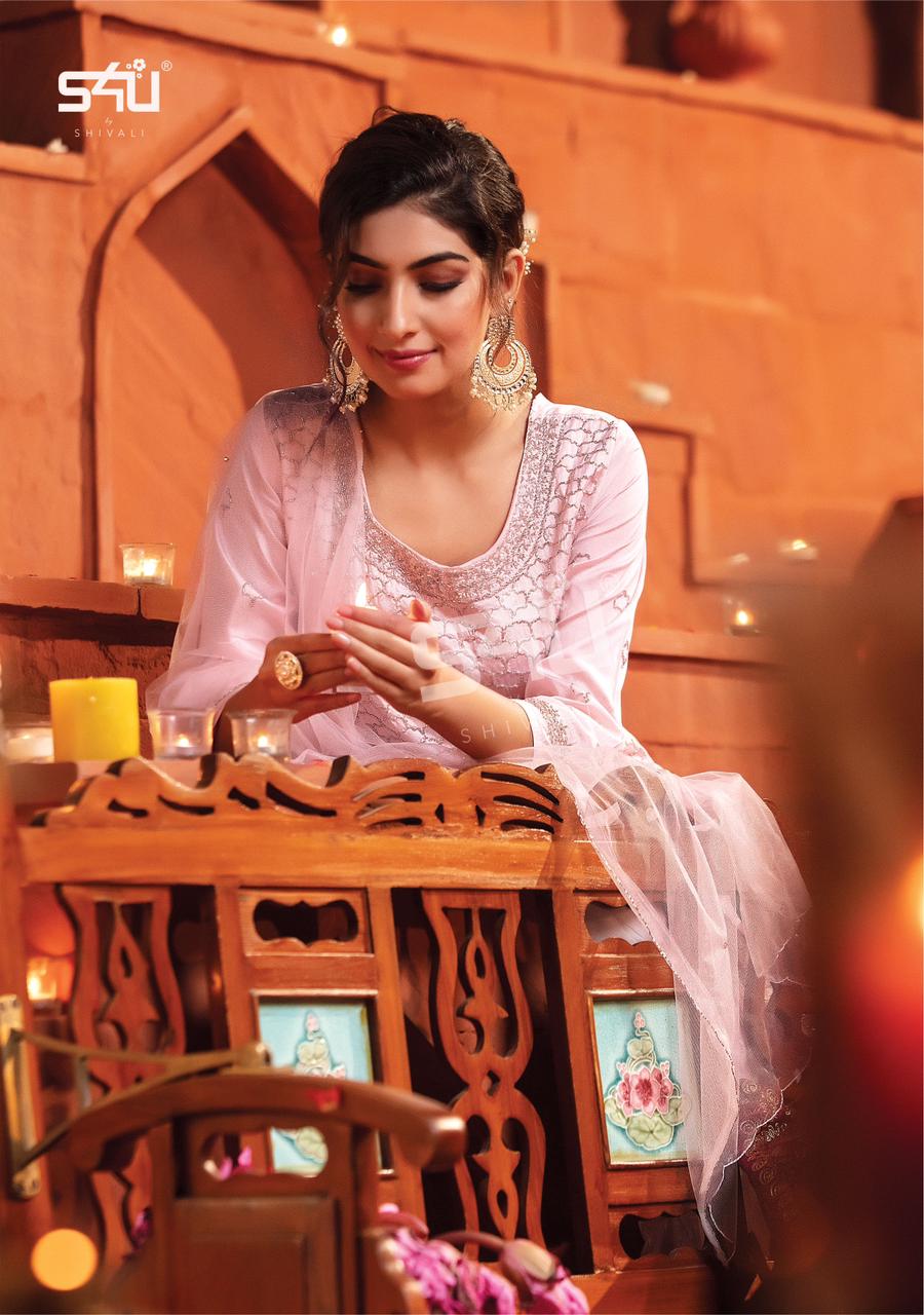 s4u inayat georgette graceful look top with  sharara and dupatta catalog