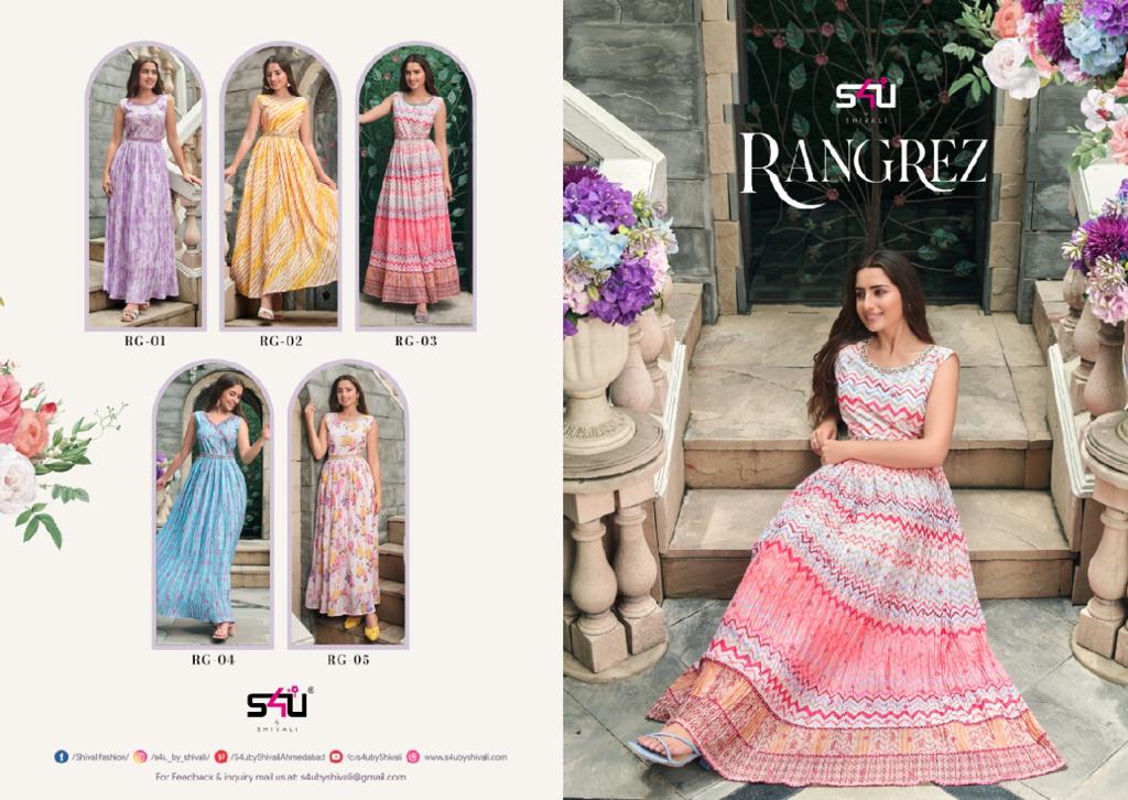 s4u rangrez chinon gorgeous look kurti catalog