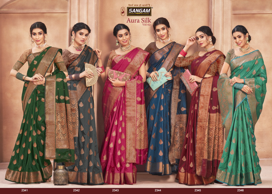 sangam print aura silk vol 2 cotton new and modern style saree catalog