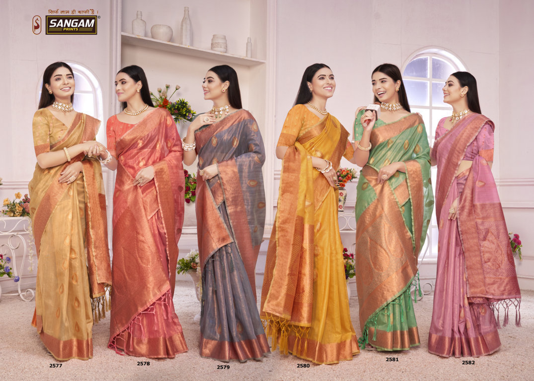 sangam print padmini vol 1 organza elegant saree catalog