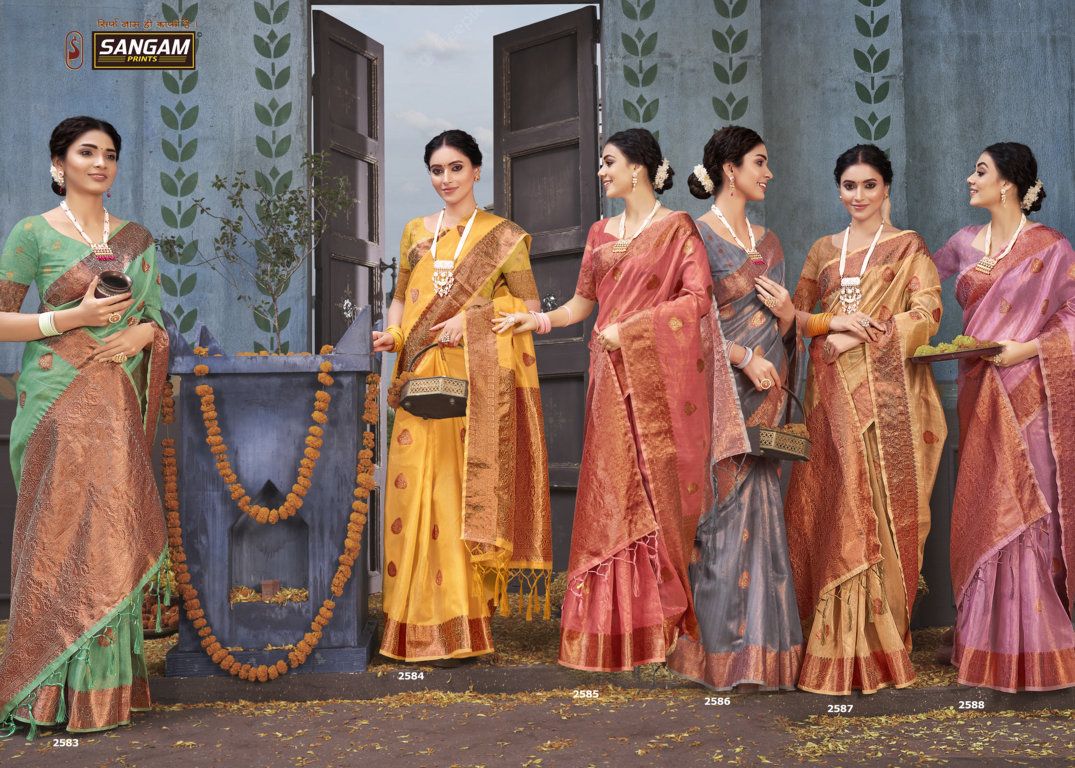 sangam print padmini vol 2 organza decent look saree catalog