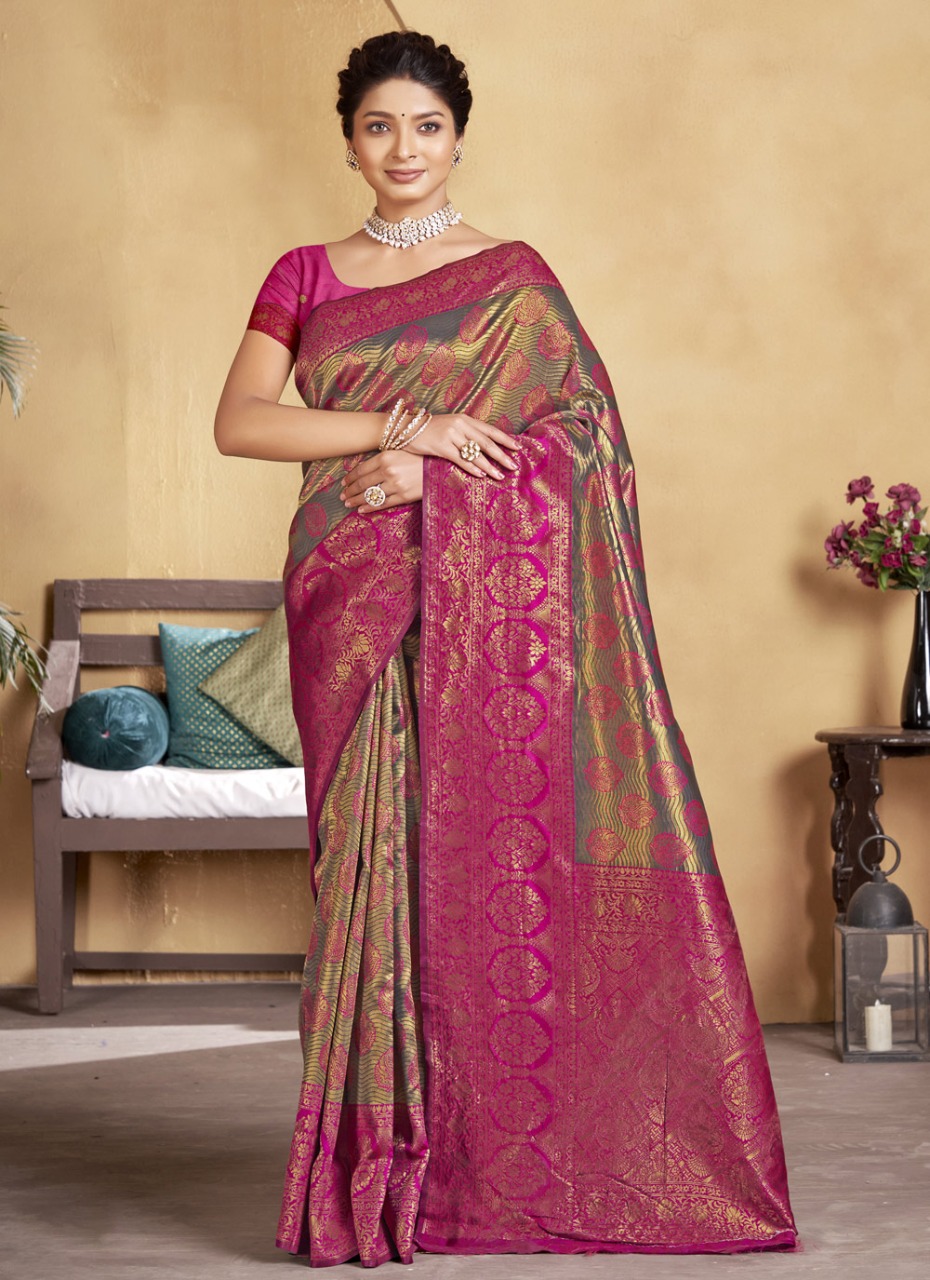 sangam print primum silk silk decent llok saree catalog