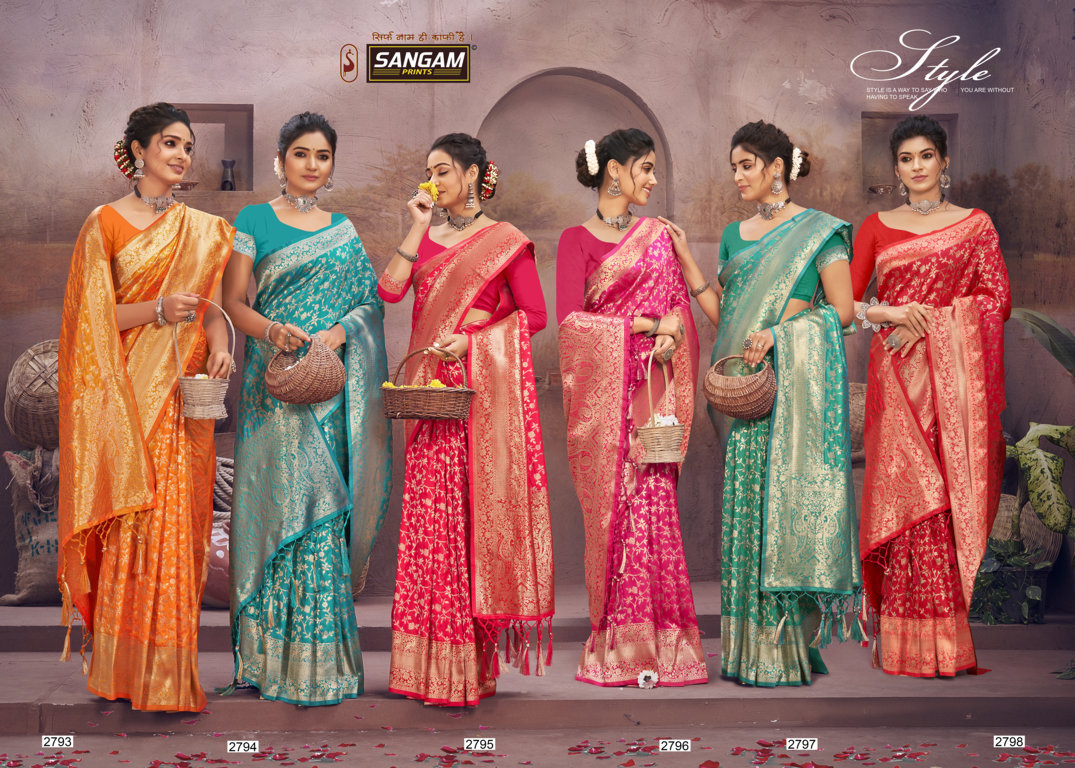 sangam print surili silk silk innovative look saree catalog