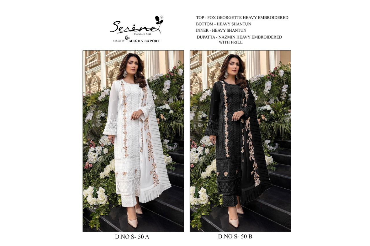 serine Megha Exports serine s 50 a b georgette asttonnising salwar suit catalog