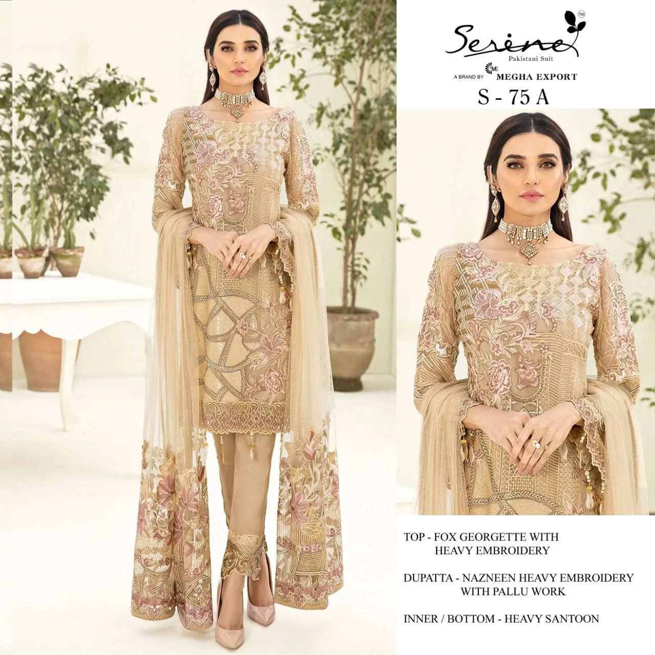 serine Megha Exports serine s 75 georgette decent look salwar suit catalog