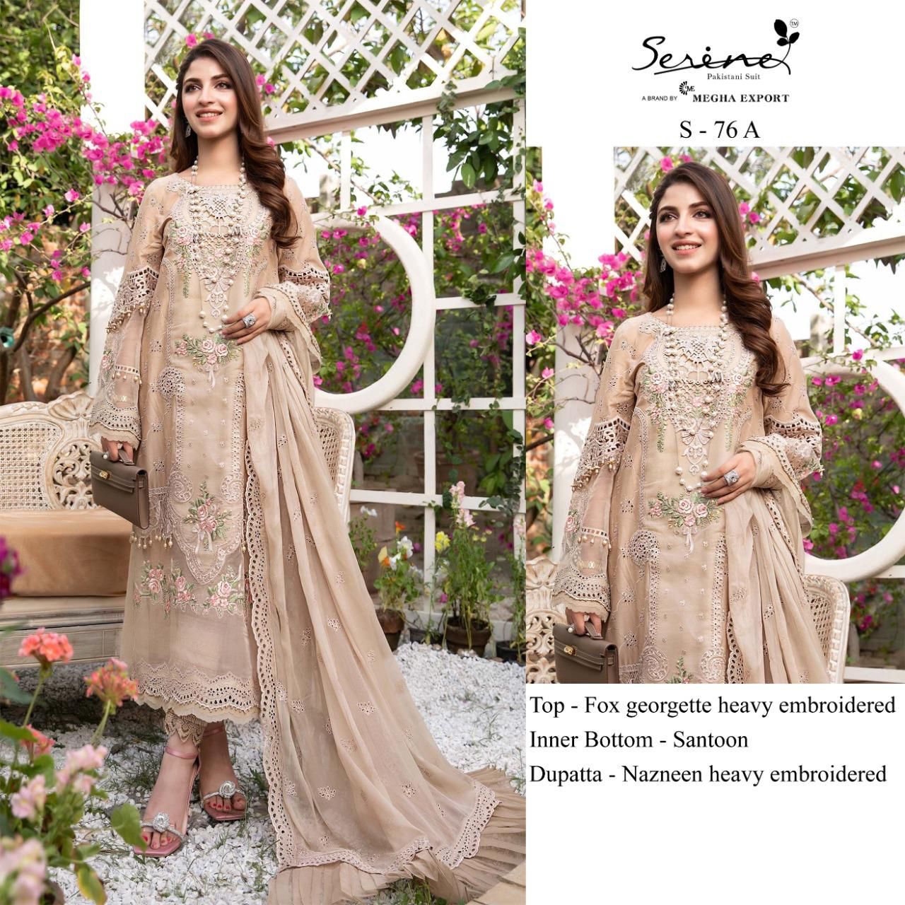 serine Megha Exports serine s 76 georgette catchy look salwar suit catalog