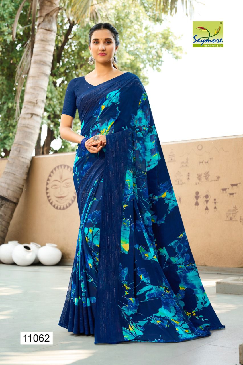 Seymore and Tanuza chahya georgette innovative print saree catalog