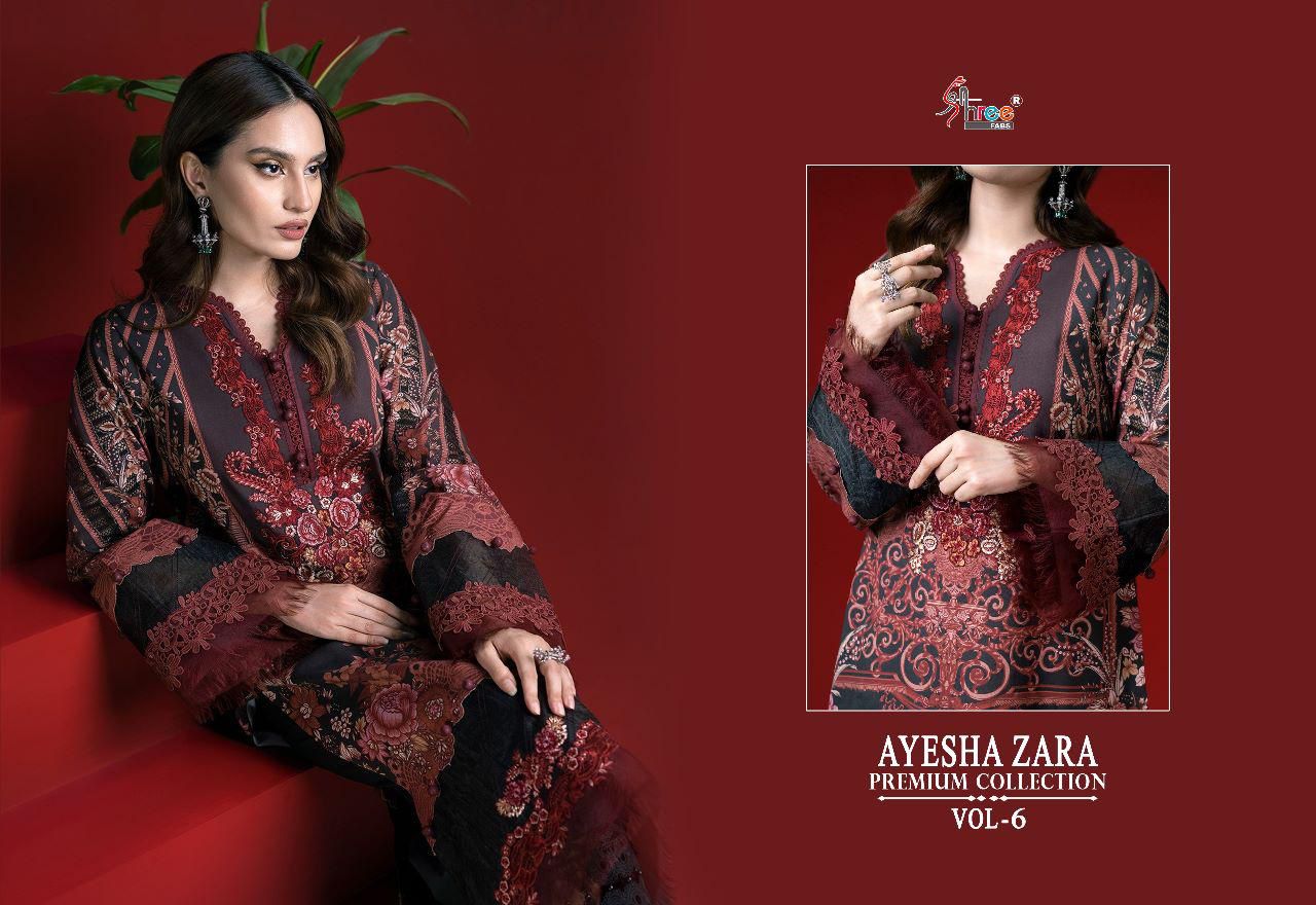 shree fabs ayesha zara premium collection vol 6  authentic cotton fabric salwar suit with siffon dupatta catalog