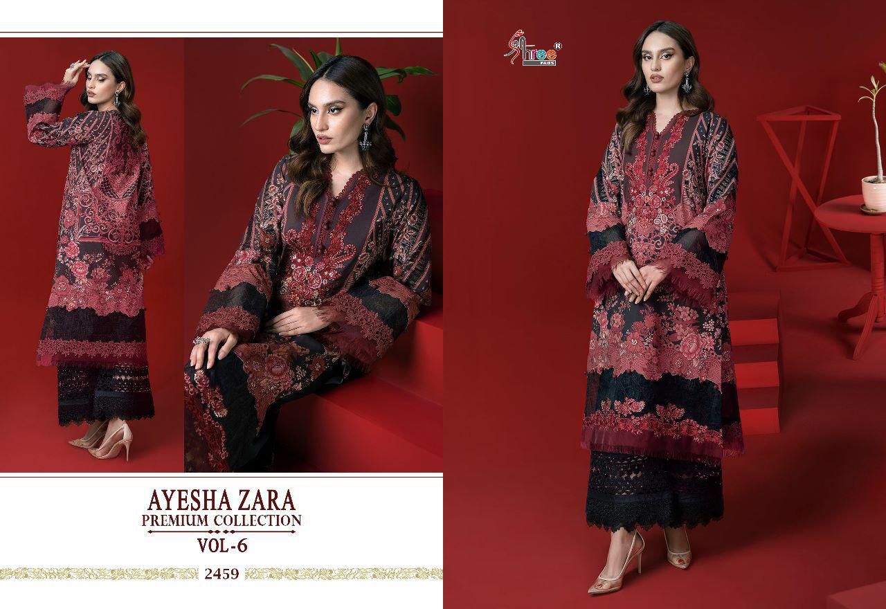 shree fabs ayesha zara premium collection vol 6  authentic cotton fabric salwar suit with siffon dupatta catalog