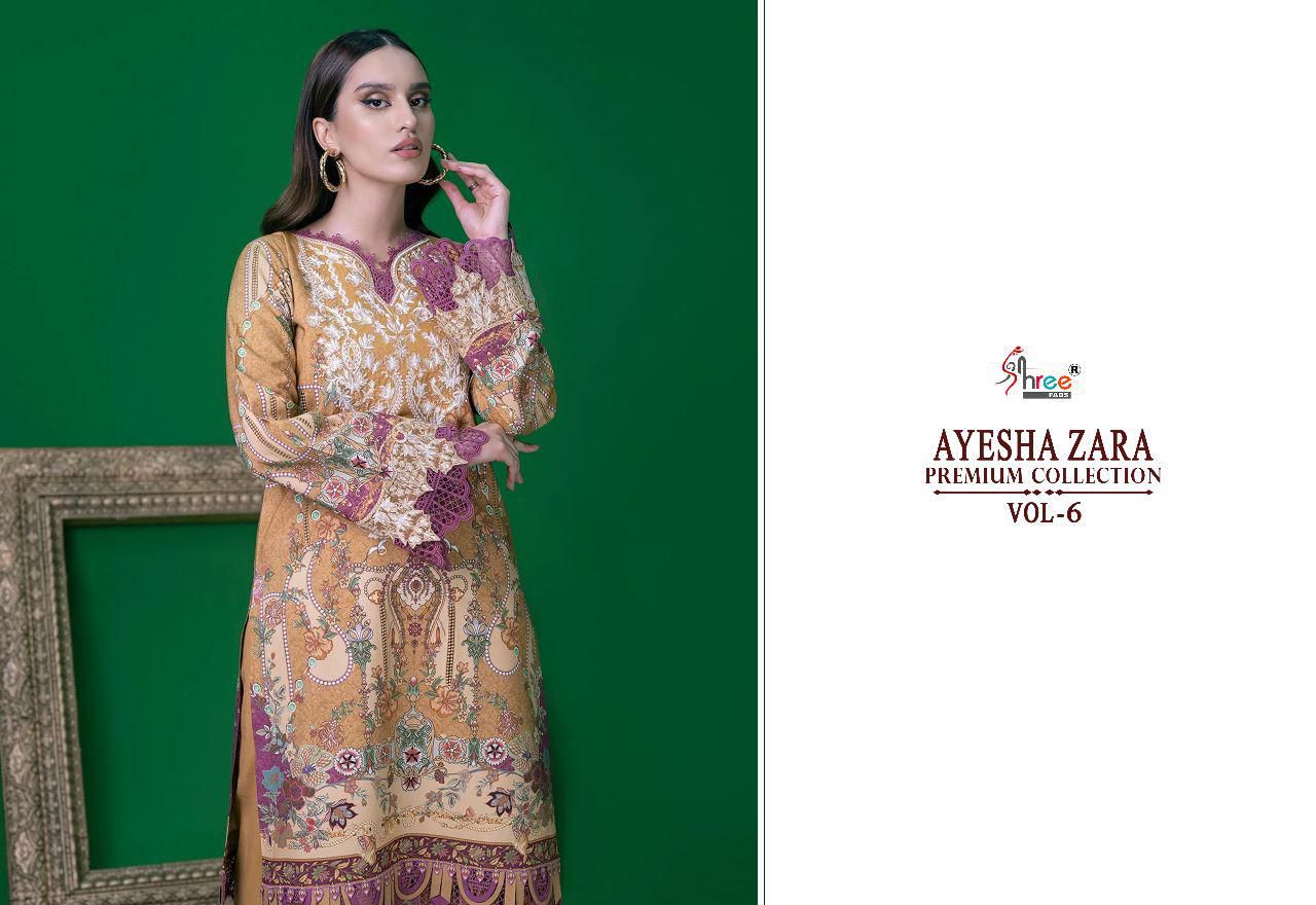 shree fabs ayesha zara premium collection vol 6  authentic cotton fabric salwar suit with siffon dupatta catalog