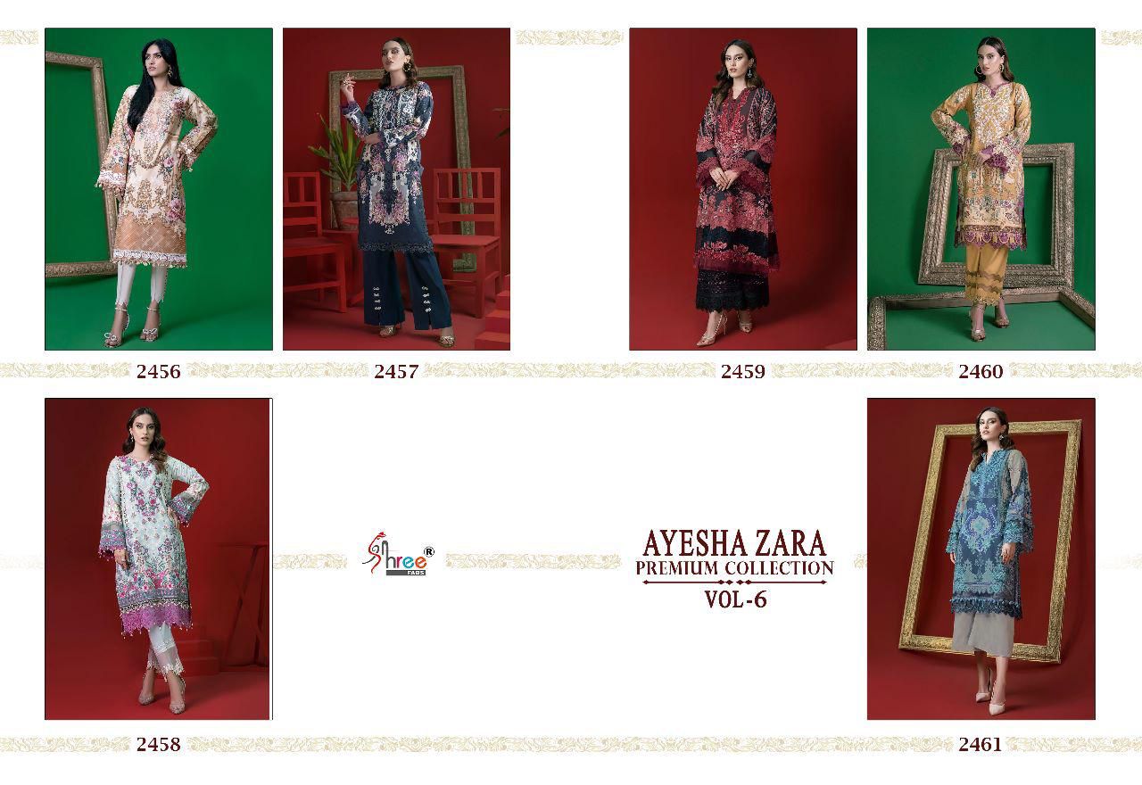 shree fabs ayesha zara premium collection vol 6  authentic cotton fabric salwar suit with siffon dupatta catalog