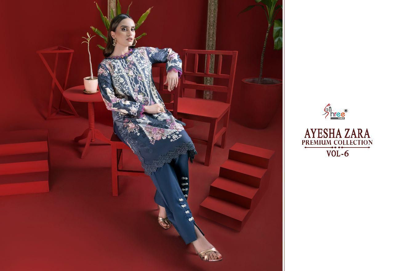 shree fabs ayesha zara premium collection vol 6  authentic cotton fabric salwar suit with siffon dupatta catalog