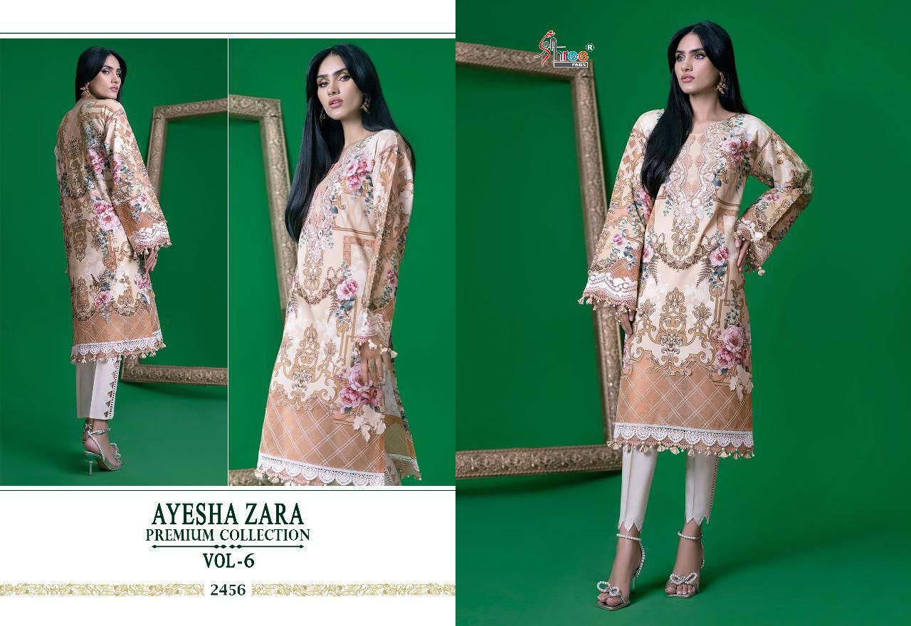 shree fabs ayesha zara premium collection vol 6  authentic cotton fabric salwar suit with siffon dupatta catalog