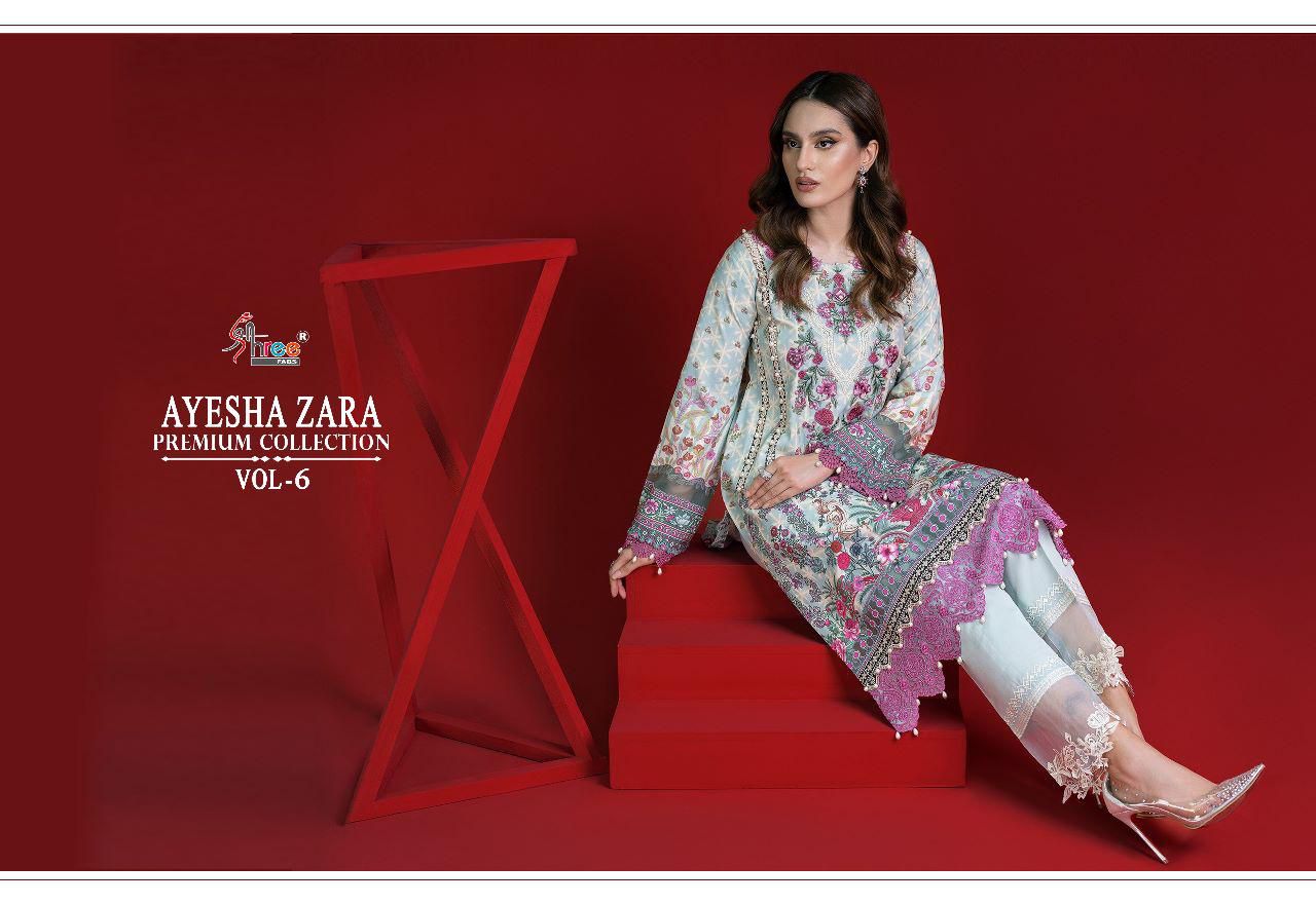 shree fabs ayesha zara premium collection vol 6  authentic cotton fabric salwar suit with siffon dupatta catalog