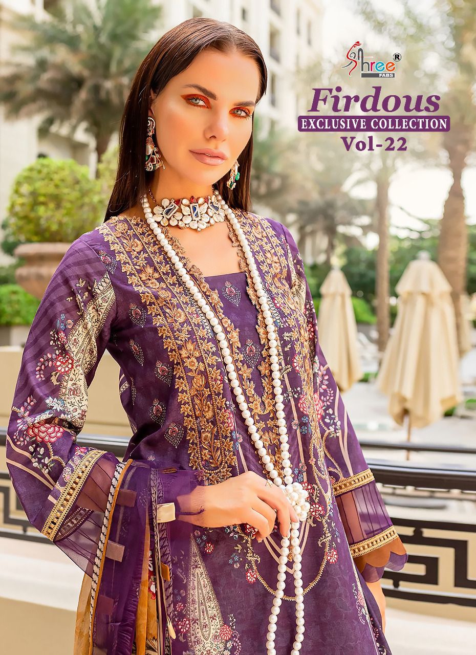 shree fabs firdous exclusive collection vol 22 cotton innovativr look salwar suit with chiffon dupatta catalog