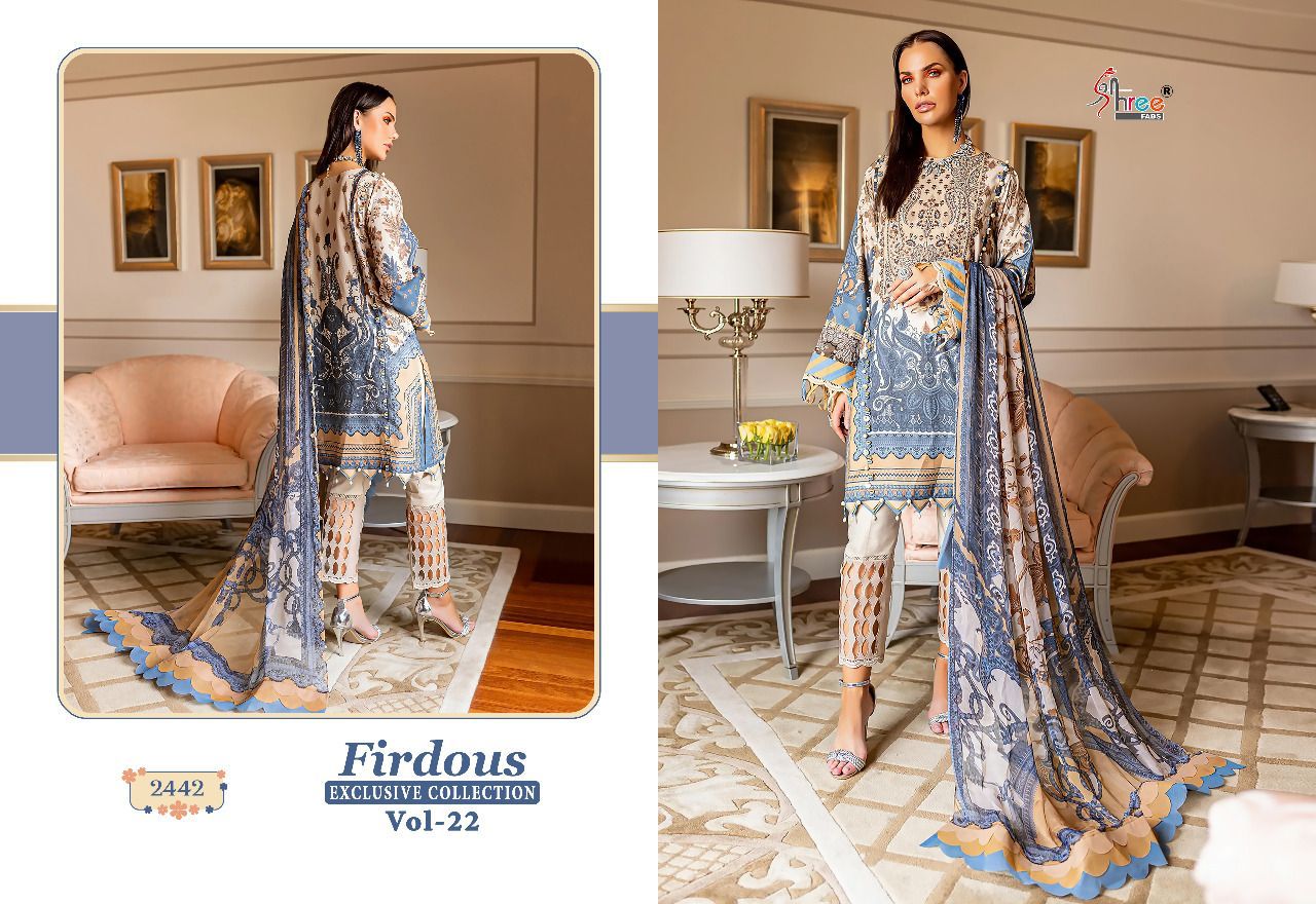 shree fabs firdous exclusive collection vol 22 cotton innovativr look salwar suit with chiffon dupatta catalog