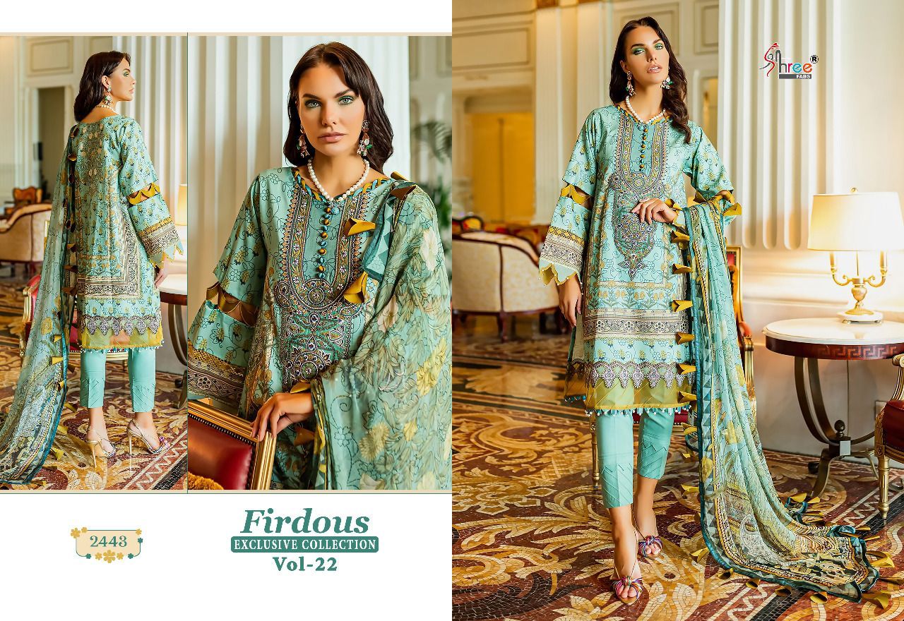 shree fabs firdous exclusive collection vol 22 cotton innovativr look salwar suit with chiffon dupatta catalog