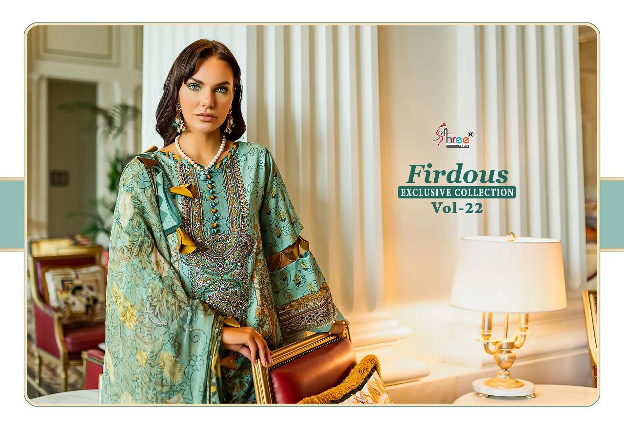 shree fabs firdous exclusive collection vol 22 cotton innovativr look salwar suit with chiffon dupatta catalog