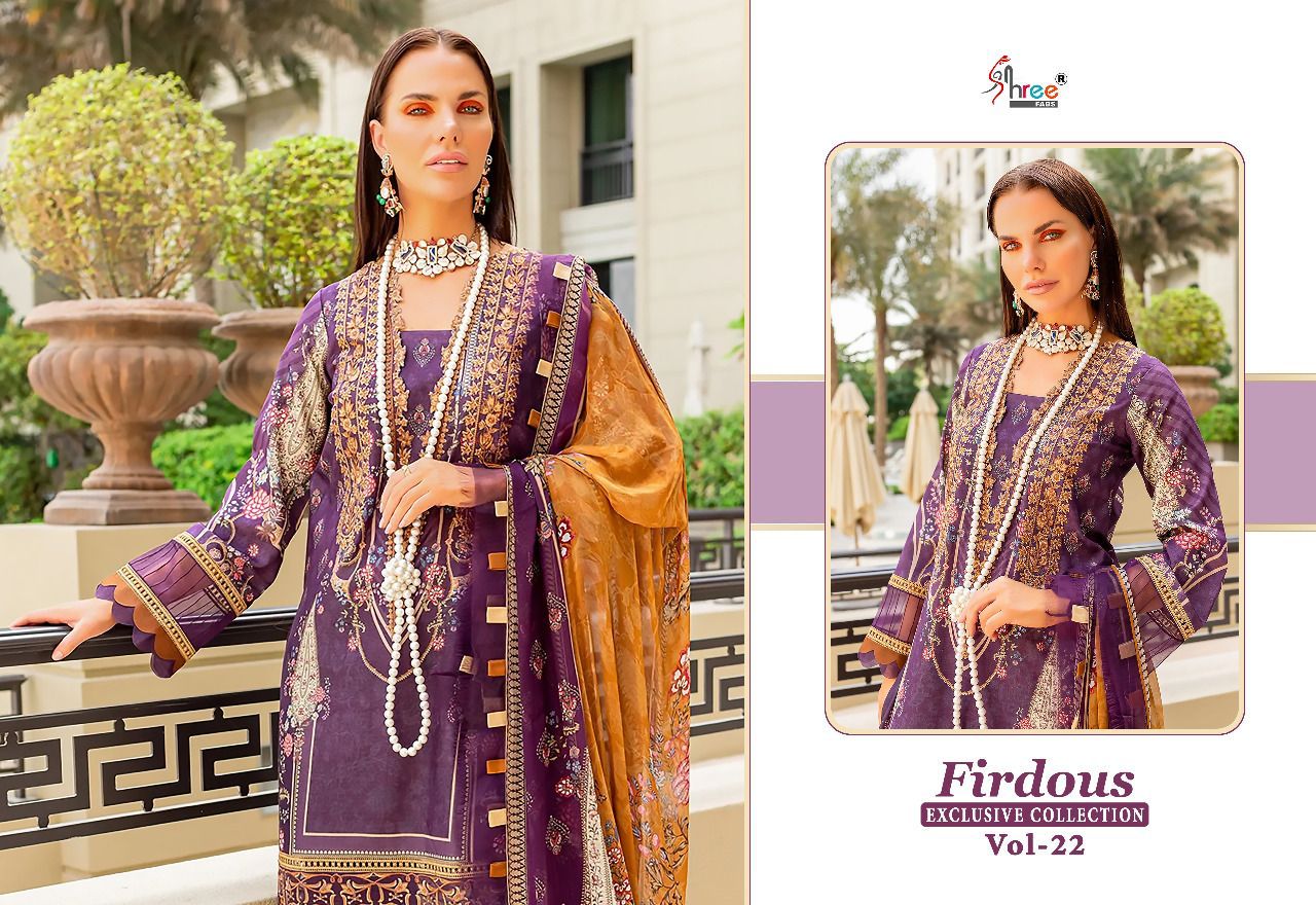 shree fabs firdous exclusive collection vol 22 cotton innovativr look salwar suit with chiffon dupatta catalog