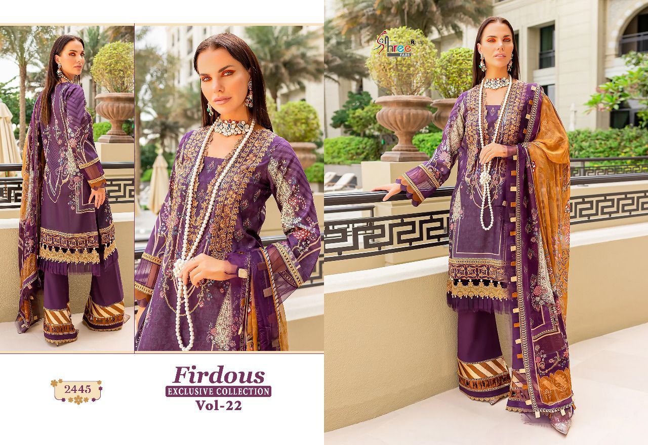 shree fabs firdous exclusive collection vol 22 cotton innovativr look salwar suit with chiffon dupatta catalog