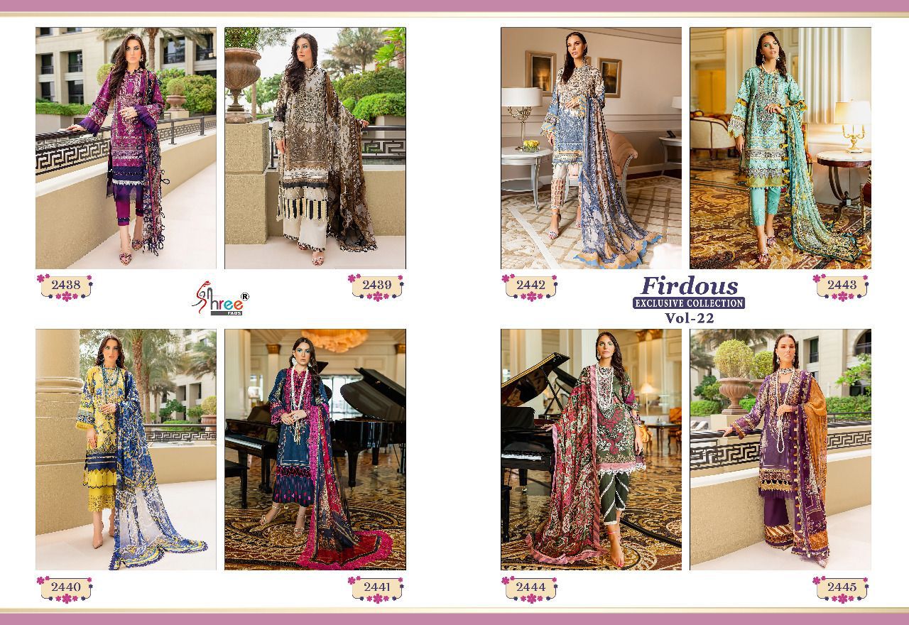 shree fabs firdous exclusive collection vol 22 cotton innovativr look salwar suit with chiffon dupatta catalog