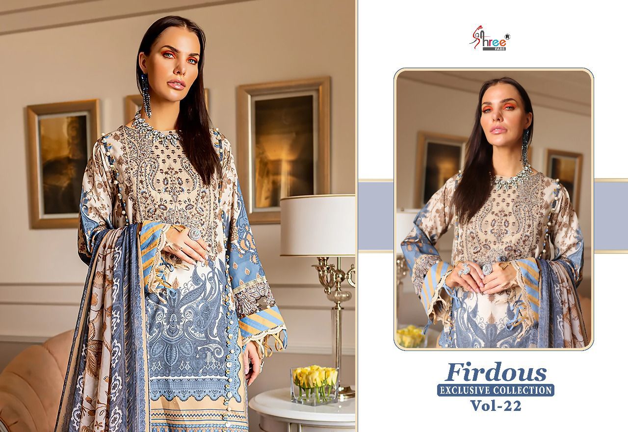 shree fabs firdous exclusive collection vol 22 cotton innovativr look salwar suit with chiffon dupatta catalog